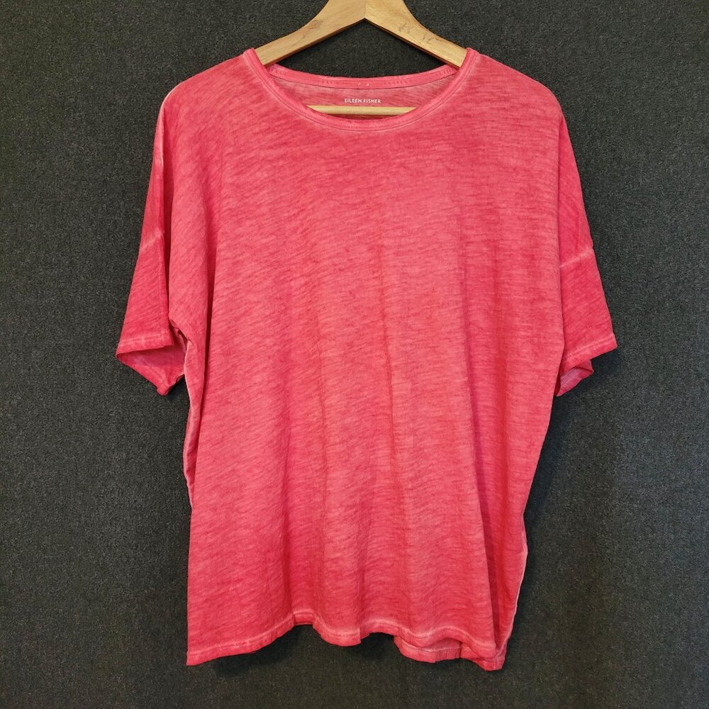 Eileen Fisher Organic Cotton Crewneck T-Shirt Loose Fit Coastal Quiet Luxury M